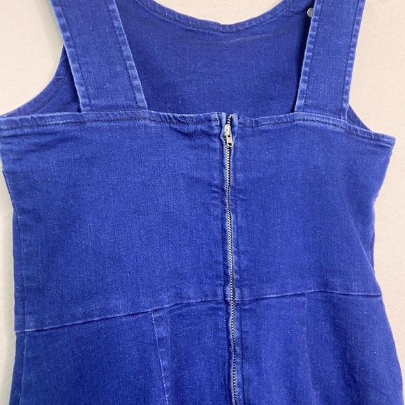 Oasis Denim Overall Pocketed Dress Sz 10 - Picture 8 of 10